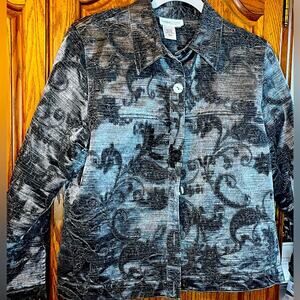 Coldwater Creek Gray Paisley Sequined Jacket, Petite Medium